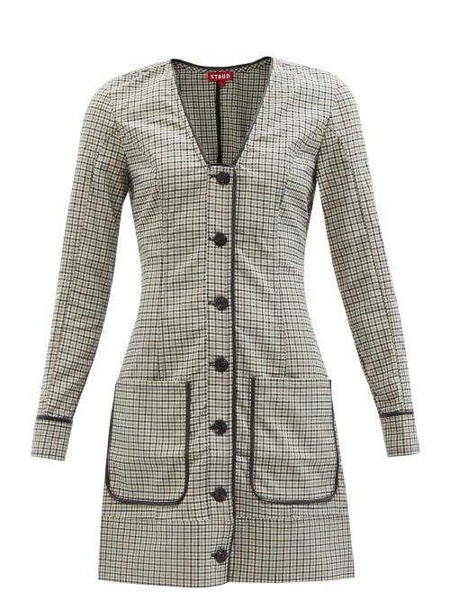 Staud - Fairham Checked Blazer Mini Dress - Womens - Beige Multi