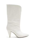 Matchesfashion.com Attico - Crocodile Effect Leather Ankle Boots - Womens - White
