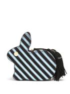 Hillier Bartley Bunny Striped Leather And Suede Clutch