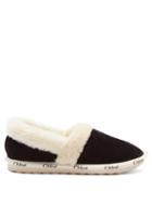 Chlo - Woody Shearling-lined Suede Slippers - Womens - Black