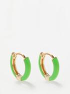 Fry Powers - Neon Enamel & 14kt Gold Huggie Earrings - Womens - Green