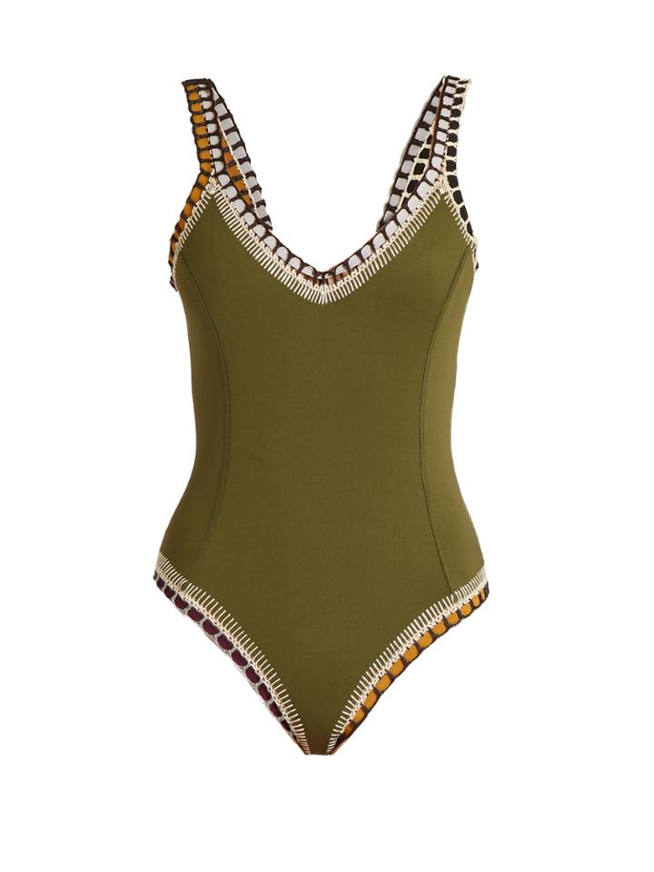 Kiini Wren Scoop-back Crochet-trimmed Swimsuit