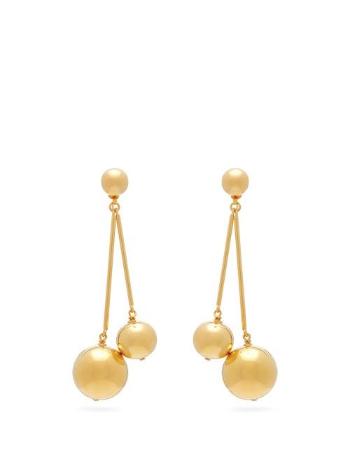 Matchesfashion.com Carolina Herrera - Double Sphere Drop Earrings - Womens - Gold