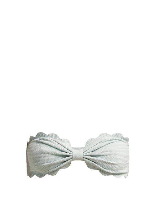 Matchesfashion.com Marysia - Antibes Scallop Edged Bandeau Bikini Top - Womens - Light Blue