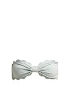 Matchesfashion.com Marysia - Antibes Scallop Edged Bandeau Bikini Top - Womens - Light Blue
