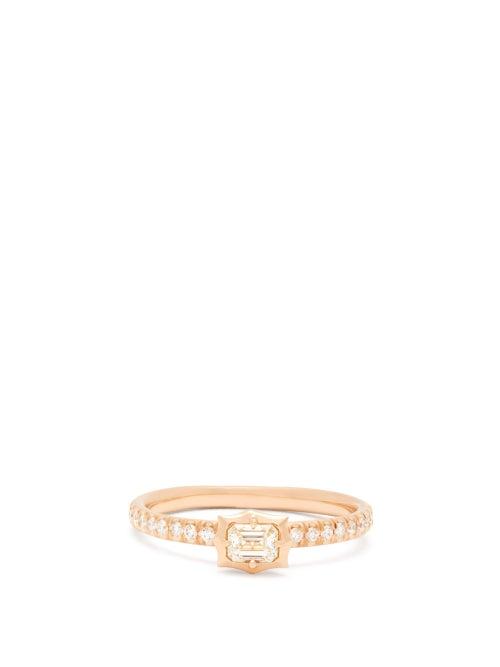 Matchesfashion.com Jade Trau - Vanguard Solitaire Diamond & 18kt Gold Ring - Womens - Rose Gold