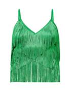 Matchesfashion.com Norma Kamali - Tiered Fringe Stretch Jersey Crop Top - Womens - Green