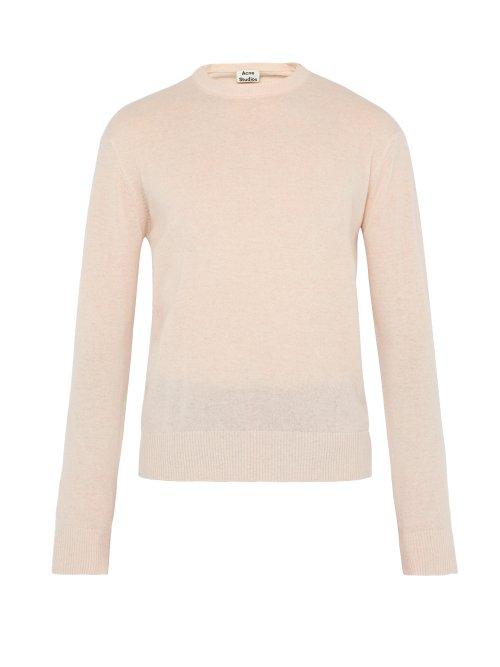 Matchesfashion.com Acne Studios - Niale Wool Blend Crew Neck Sweater - Mens - Light Pink