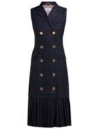 Matchesfashion.com Thom Browne - Anchor Button Double Breasted Wool Dress - Womens - Navy Multi