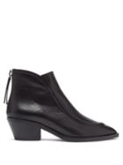 Matchesfashion.com Jil Sander - Pointed Toe Western Leather Ankle Boots - Womens - Black