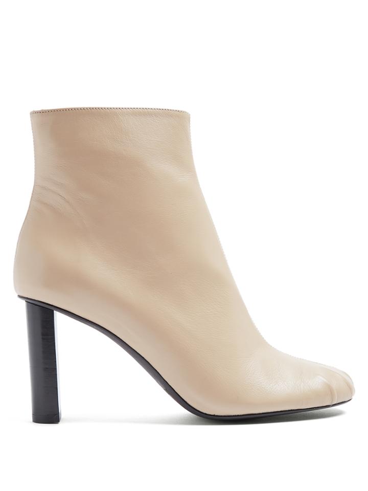 Joseph Ruched Block-heel Leather Ankle Boots