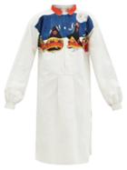 Matchesfashion.com Kilometre Paris - Thar Desert Embroidered Cotton Shirt Dress - Womens - White Multi