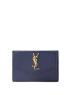 Saint Laurent - Uptown Ysl-plaque Leather Wallet - Womens - Blue