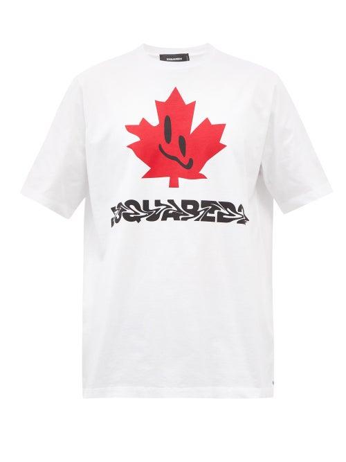 Dsquared2 - Smiling Leaf-print Cotton T-shirt - Mens - White