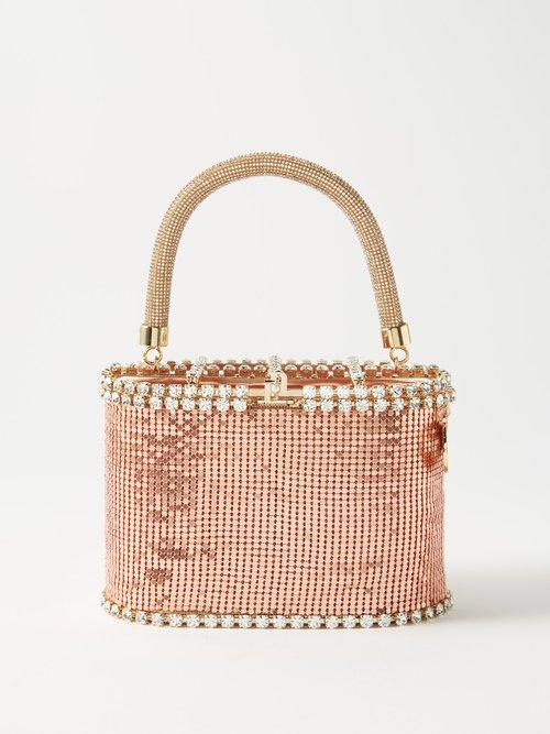Rosantica - Holli Groovy Crystal-embellished Chainmail Bag - Womens - Light Pink