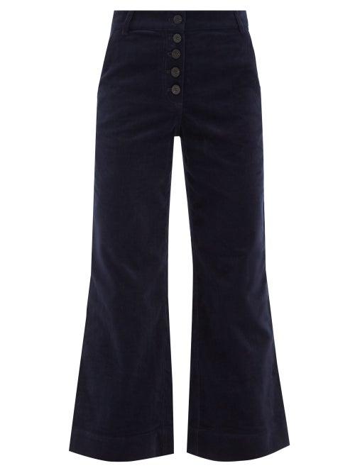 Cefinn - Talitha Cotton-corduroy Flared Trousers - Womens - Dark Blue