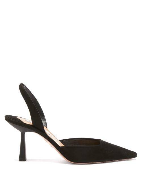 Matchesfashion.com Aquazzura - Maia 75 Suede Slingback Pumps - Womens - Black