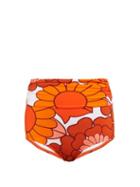 Matchesfashion.com Dodo Bar Or - Rachelle Floral Print High Rise Bikini Bottoms - Womens - Orange Print