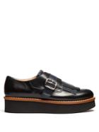Tod's Fringed Leather Flatform Monk-strap Shoes