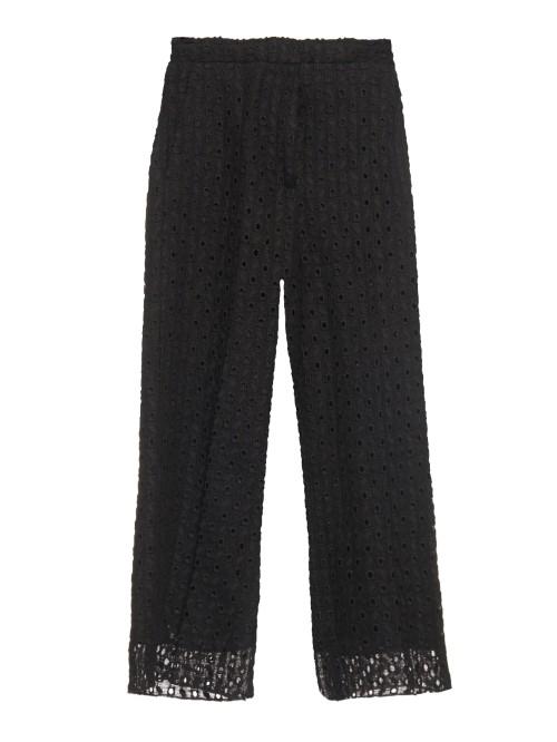 Rochas Macram-lace Wide-leg Cropped Trousers