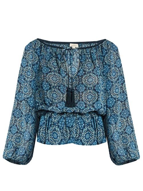 Talitha Gia Marissa-print Silk-crepe Top