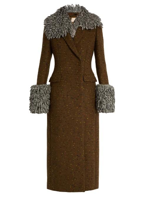 Christopher Kane Detachable-trim Double-breasted Wool-blend Coat