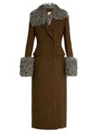 Christopher Kane Detachable-trim Double-breasted Wool-blend Coat