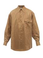 S.s. Daley - Majok Point-collar Striped Satin Shirt - Mens - Green