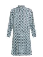 Matchesfashion.com Bottega Veneta - Geometric Silk Dress - Womens - Blue Print