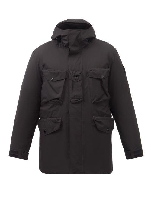 Stone Island - Patch-pocket Gore-tex Ripstop Hooded Down Coat - Mens - Black