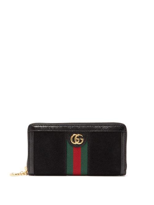 Matchesfashion.com Gucci - Ophidia Suede Zip Around Wallet - Womens - Black