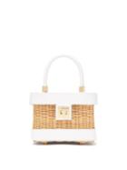 Matchesfashion.com Sparrows Weave - The Cubist Leather And Wicker Bag - Womens - White Multi