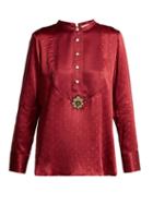 Matchesfashion.com Figue - Milagro Polka Dot Silk Satin Shirt - Womens - Burgundy