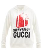 Gucci - Strawberry-print Cotton-jersey Hooded Sweatshirt - Womens - Ivory