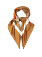 Matchesfashion.com Burberry - Portrait Print Logo Silk Scarf - Womens - Orange