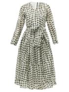 Matchesfashion.com Sara Lanzi - Houndstooth Print Cotton Blend Midi Dress - Womens - Black White