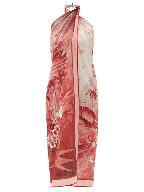 Matchesfashion.com F.r.s - For Restless Sleepers - Jungle-print Cotton-muslin Sarong - Womens - Pink Multi
