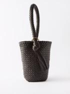 Bottega Veneta - Kalimero Intrecciato-leather Bucket Bag - Womens - Dark Brown