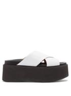 Matchesfashion.com Marni - Fussbett Flatform Leather Sandals - Womens - White