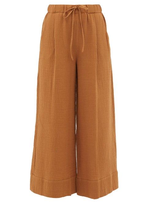 Matchesfashion.com Loup Charmant - Olympia Seersucker Palazzo Trousers - Womens - Light Brown
