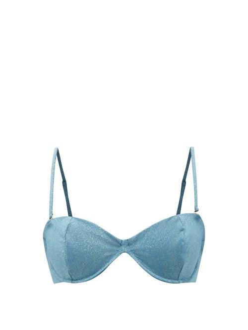 Sara Cristina - Cayenne Lam-jersey Bandeau Bikini Top - Womens - Blue