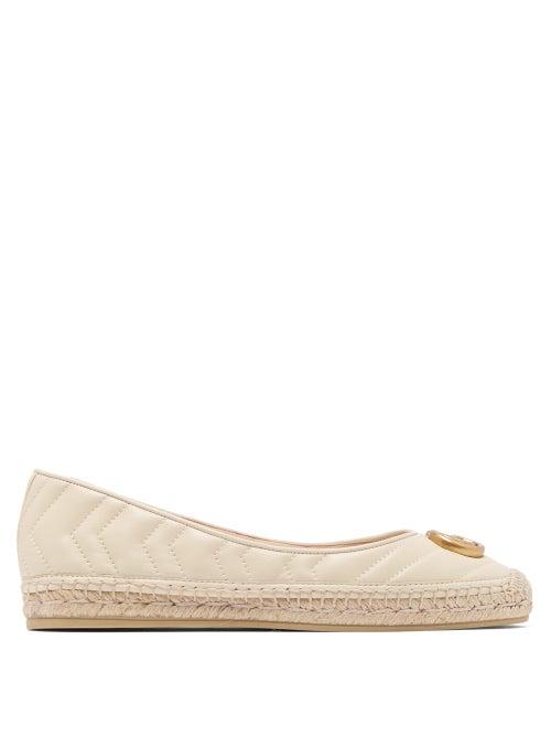 Matchesfashion.com Gucci - Pilar Chevron-quilted Leather Espadrilles - Womens - Cream