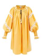 Matchesfashion.com Thierry Colson - Vladia Balloon-sleeved Cotton Dress - Womens - Dark Yellow