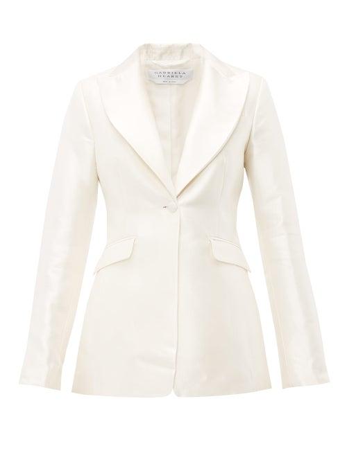 Matchesfashion.com Gabriela Hearst - Serge Single Breasted Silk Blend Satin Blazer - Womens - Ivory