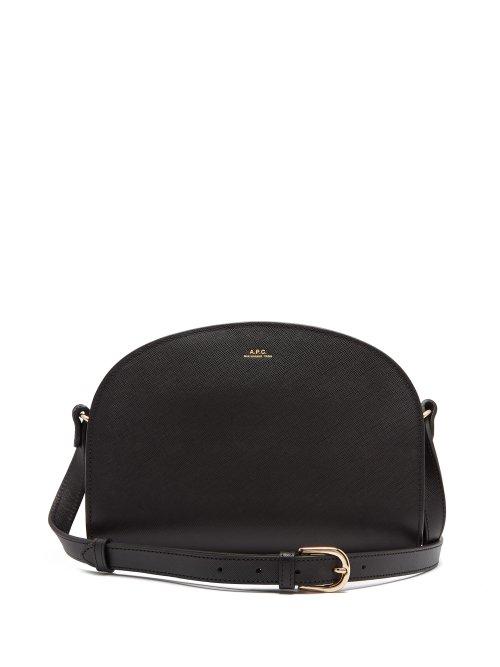 Matchesfashion.com A.p.c. - Half Moon Saffiano Leather Cross Body Bag - Womens - Black