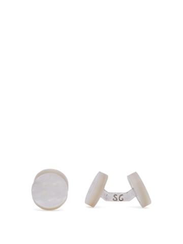 Samuel Gassmann Mother-of-pearl Button And Silver Cufflinks