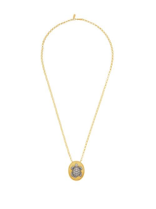 Matchesfashion.com Begum Khan - Alexandra 24kt-gold-plated Turtle-pendant Necklace - Womens - Gold Multi
