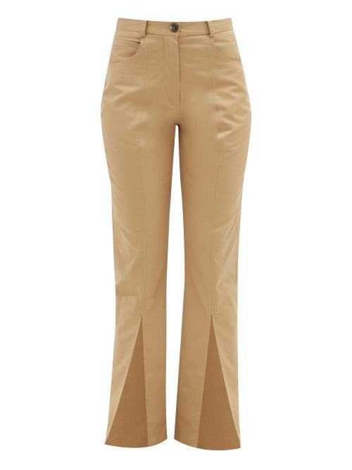 Matchesfashion.com Martine Rose - Front-slit Cotton-twill Trousers - Womens - Beige
