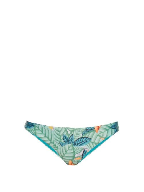 Mara Hoffman Leaf-print Ruched Back Bikini Briefs