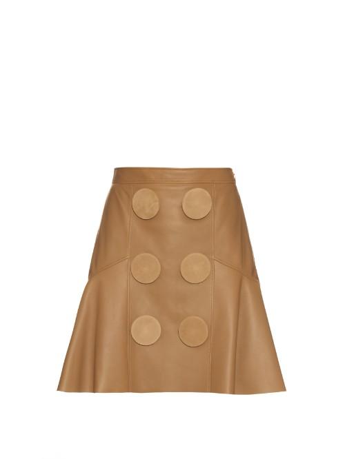 Givenchy Oversized Buttons Leather Peplum Skirt